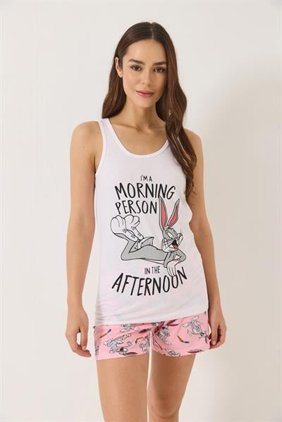 Kadın Bugs Bunny Baskılı Şortlu Pijama Takımı 0251 60283167 - Pembe