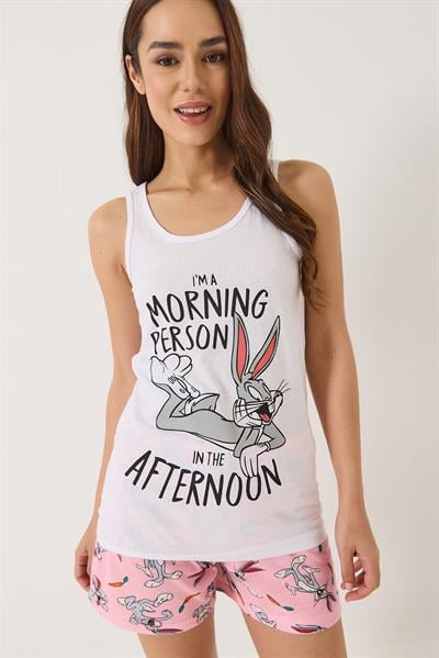 Kadın Bugs Bunny Baskılı Şortlu Pijama Takımı 0251 60283167 - Pembe