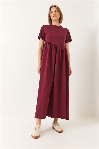 Kadın Büzgülü Uzun Örme Elbise 440 60283177 - Bordo