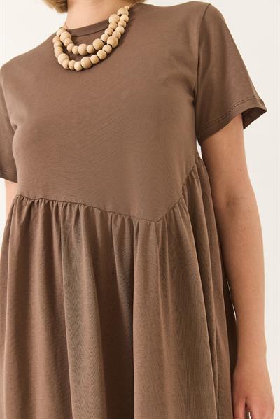 Kadın Büzgülü Uzun Örme Elbise 440 60283177 - Kahve