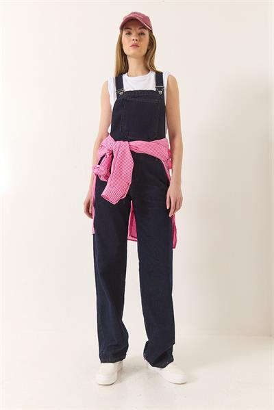 Kadın Cep Detaylı Bol Paça Denim Salopet 4029 60281037 - Lacivert