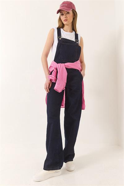 Kadın Cep Detaylı Bol Paça Denim Salopet 4029 60281037 - Lacivert