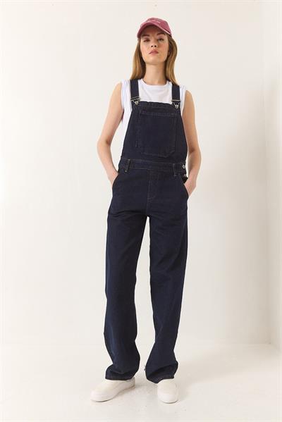 Kadın Cep Detaylı Bol Paça Denim Salopet 4029 60281037 - Lacivert