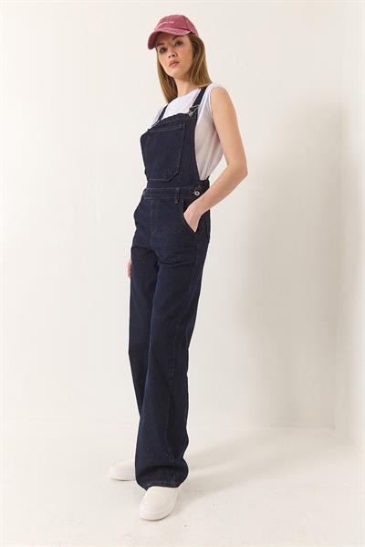 Kadın Cep Detaylı Bol Paça Denim Salopet 4029 60281037 - Lacivert