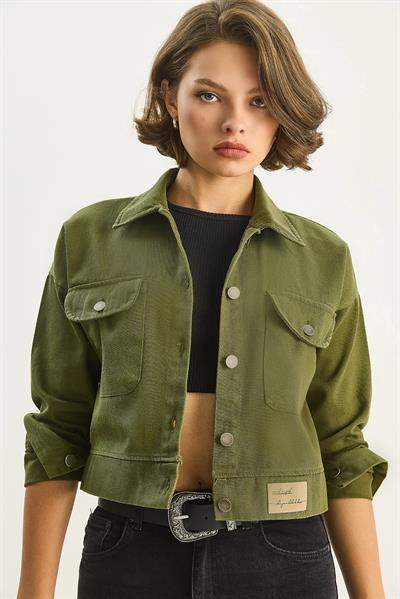 Çift Cepli Gabardin Ceket - Haki