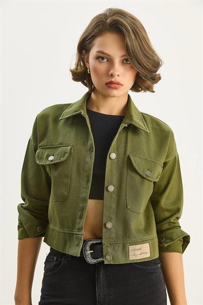 Çift Cepli Gabardin Ceket - Haki