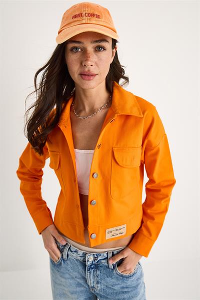 Kadın Çift Cepli Gabardin Ceket 40941010 - Orange