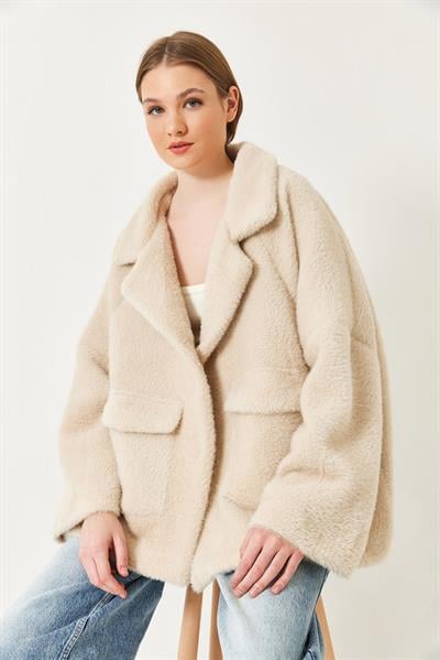 Çift Cepli Oversize Peluş Mont 1611 60261097 - Bej