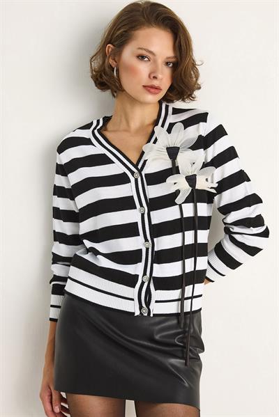 Çizgili Hırka 20246866 - Siyah