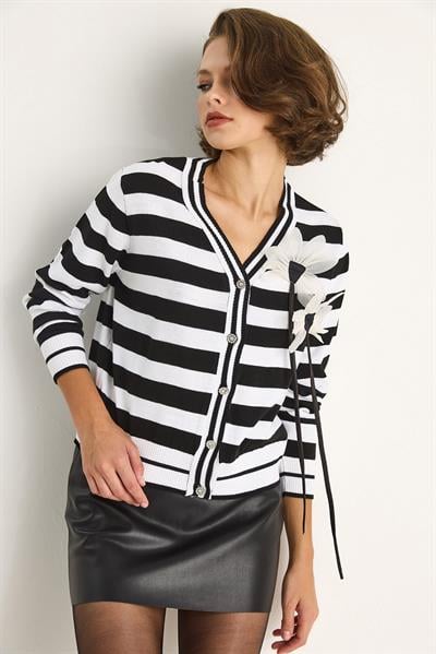 Çizgili Hırka 20246866 - Siyah