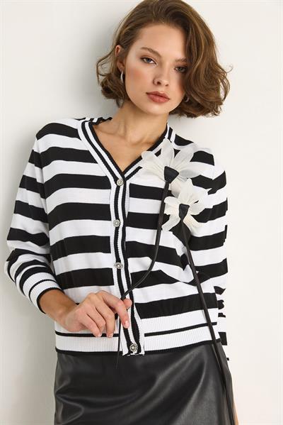 Çizgili Hırka 20246866 - Siyah