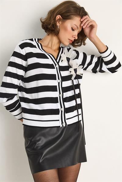 Çizgili Hırka 20246866 - Siyah