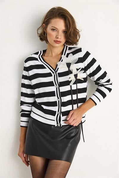 Çizgili Hırka 20246866 - Siyah