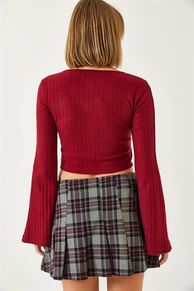 Kadın Crop Bluz 60351286 - Bordo