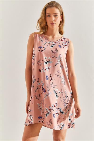 Kadın Desenli Viskon Elbise 60171041 - Pembe