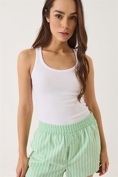 Fitilli Görünümlü Kalın Askılı Kaşkorse Basic Atlet 60602042 - Beyaz