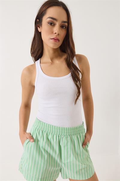 Fitilli Görünümlü Kalın Askılı Kaşkorse Basic Atlet 60602042 - Beyaz