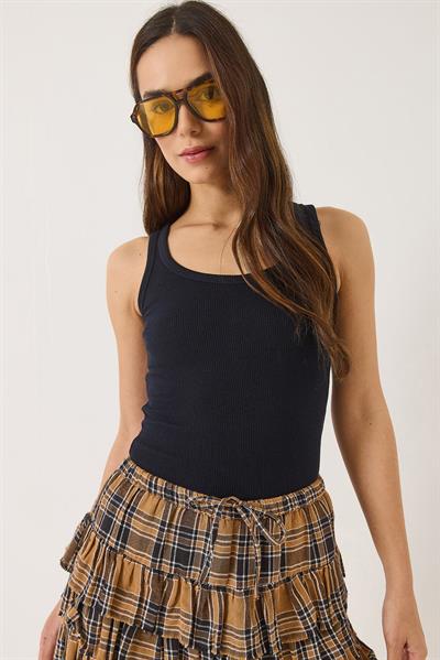 Fitilli Görünümlü Kalın Askılı Kaşkorse Basic Atlet 60602042 - Lacivert