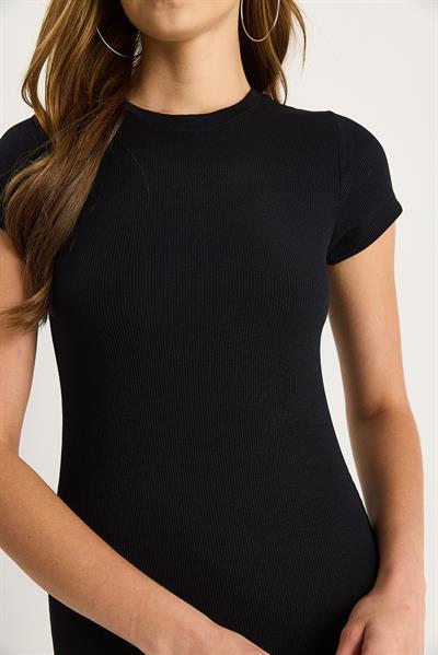 Kadın Fitilli Saran Örme Elbise 60283500 - Siyah