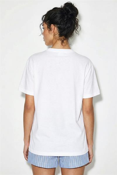 Kadın %100 Pamuk El İşi Minimal Nakış Detaylı Premium Tasarım T-Shirt 1003 60282051 - Beyaz