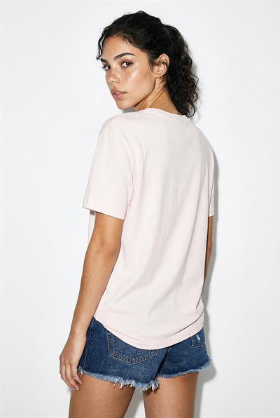 Kadın %100 Pamuk El İşi Minimal Nakış Detaylı Premium Tasarım T-Shirt 1003 60282051 - Toz Pembe