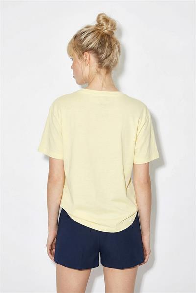 Kadın %100 Pamuk Italy Temalı Baskılı Premium Tasarım T-Shirt 1008 60282054 - Tereyağ