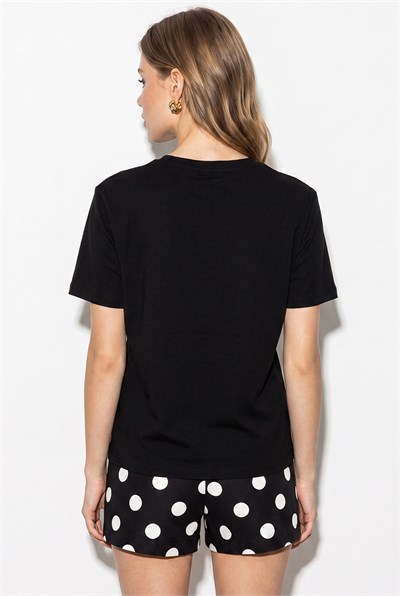 Kadın %100 Pamuk Regular Fit Bisiklet Yaka Basic T-Shirt 60382624 - Siyah