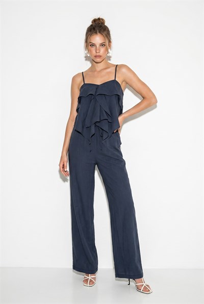 Kadın Askılı Fırfır Detaylı Bluz Bol Pantolon Modal Takım DT261010 60286383 - İndigo