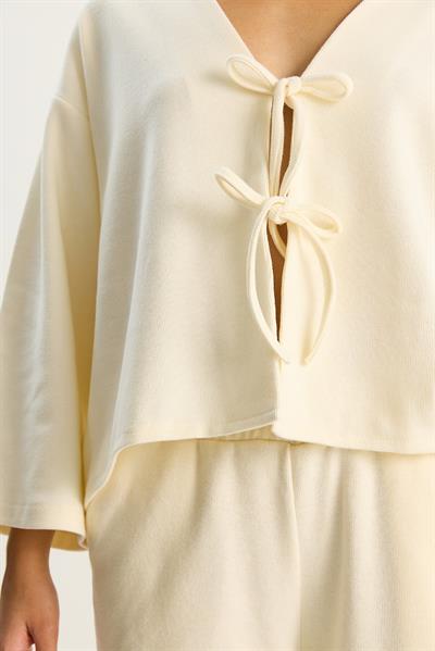 Kadın Bağlama Detaylı Kimono Yüksek Bel Bol Pantolon Selanik Takım 7028 60283640 - Vanilya