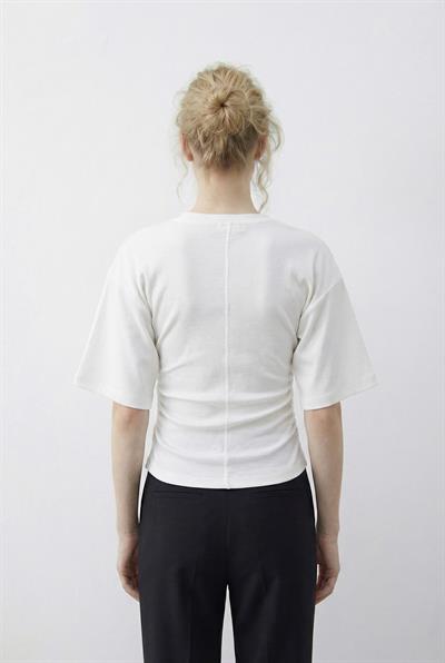 Kadın Beli Büzgülü Bisiklet Yaka T-Shirt ÖT261003 60283996 - Ekru