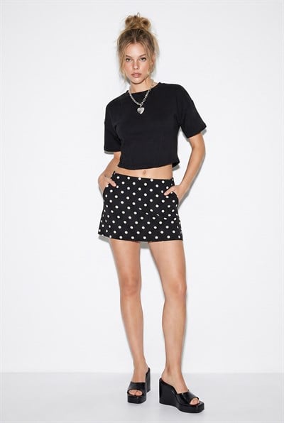 Kadın Bisiklet Yaka Korsaj Dikiş Detaylı Crop Bluz ÖB261040 60286436 - Siyah