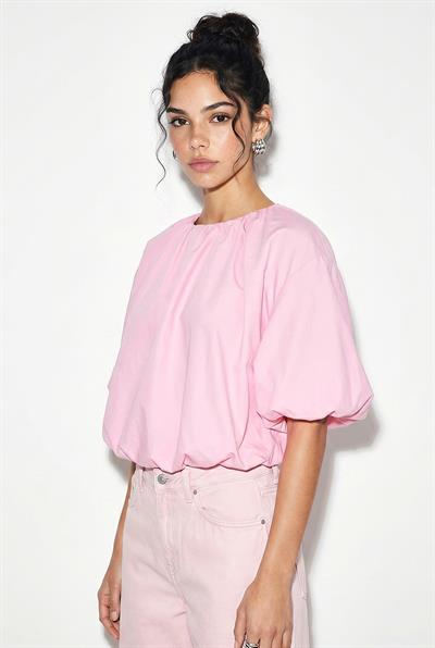 Kadın Bisiklet Yaka Poplin Balon Bluz DB261004 60286231 - Pembe