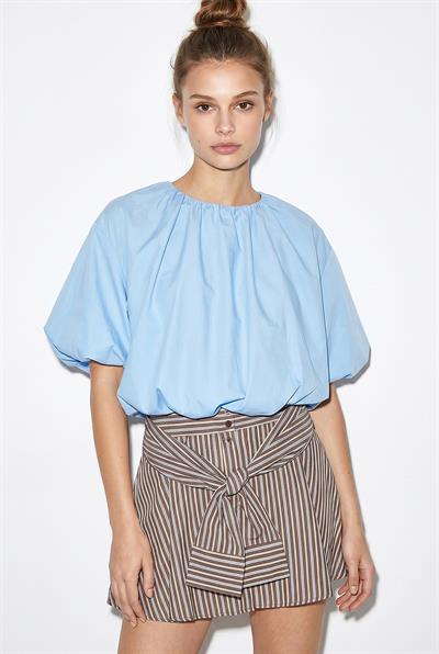 Kadın Bisiklet Yaka Poplin Balon Bluz DB261004 60286231 - Bebe Mavisi