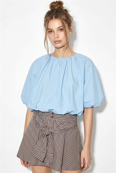 Kadın Bisiklet Yaka Poplin Balon Bluz DB261004 60286231 - Bebe Mavisi