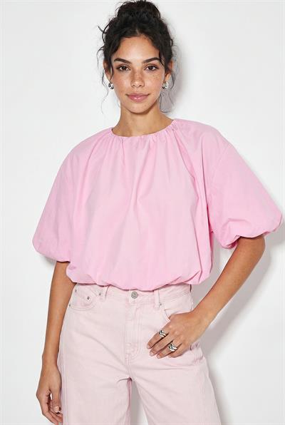 Kadın Bisiklet Yaka Poplin Balon Bluz DB261004 60286231 - Pembe
