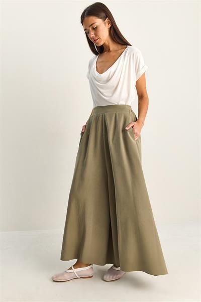 Kadın Cep Detaylı Diagonal Modal Pantolon Etek 3312 60286141 - Çağla Yeşili