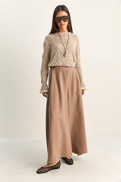 Kadın Cep Detaylı Diagonal Modal Pantolon Etek 3312 60286141 - Buğday