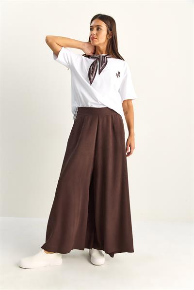 Kadın Cep Detaylı Diagonal Modal Pantolon Etek 3312 60286141 - Acı Kahve