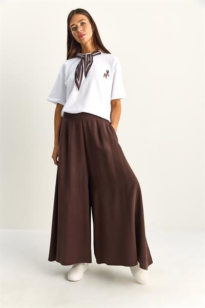 Kadın Cep Detaylı Diagonal Modal Pantolon Etek 3312 60286141 - Acı Kahve