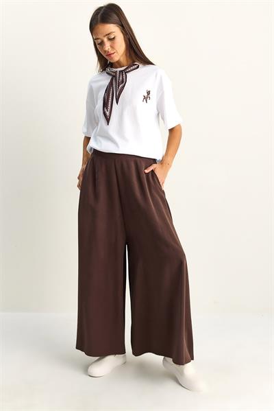 Kadın Cep Detaylı Diagonal Modal Pantolon Etek 3312 60286141 - Acı Kahve