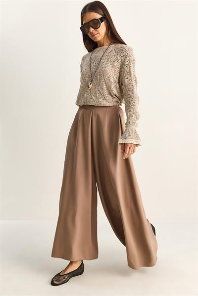 Kadın Cep Detaylı Diagonal Modal Pantolon Etek 3312 60286141 - Buğday