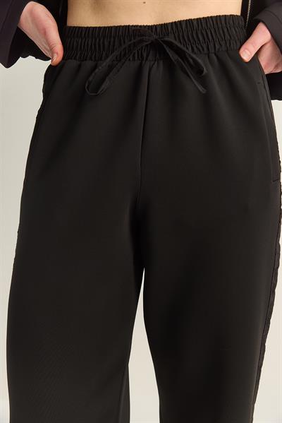 Kadın Cep Detaylı Kapüşonlu Fermuarlı Scuba Alt-Üst Takım 4058 60283919 - Siyah