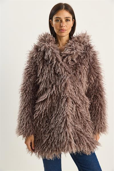 Kadın Çift Düğme Detaylı Kapüşonlu Astarlı Tibet Kaban 2765 60281119 - Soft Lila