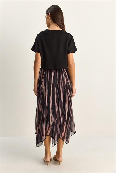 Kadın Crop Tişört Detaylı Astarlı Askılı Şifon Midi Elbise 6135 60286113 - Siyah