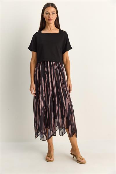 Kadın Crop Tişört Detaylı Astarlı Askılı Şifon Midi Elbise 6135 60286113 - Siyah