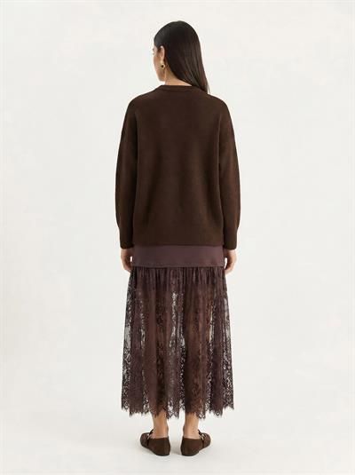 Kadın Dantel Detaylı Katmanlı Etek 8017 60283948 - Kahverengi