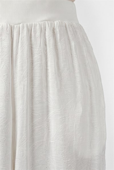 Kadın Desenli Kapüşonlu Yelek Cepli Şalvar Pantolon Takım 4156 60286386 - Beyaz