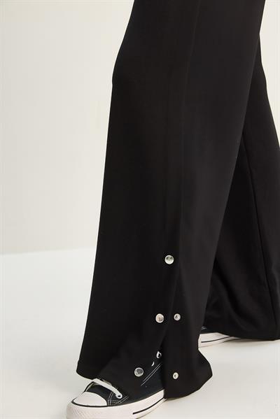 Kadın Dik Yaka Çıtçıt Detaylı Modal Alt-Üst Takım 4046 60283775 - Siyah