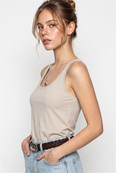 Kadın Dökümlü Viskon Basic Kolsuz Bluz 60382617 - Bej