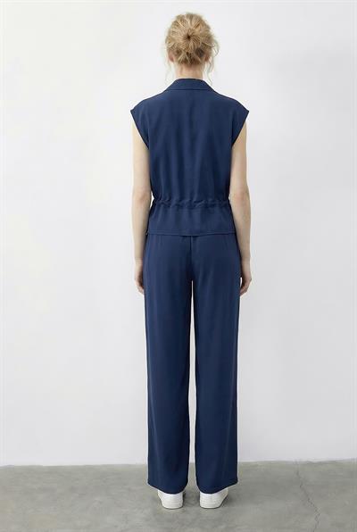 Kadın Fermuarlı Çift Cepli Ayarlanabilir Yelek Beli Lastikli Cepli Pantolon Modal Alt-Üst Takım 8051 60286045 - Lacivert